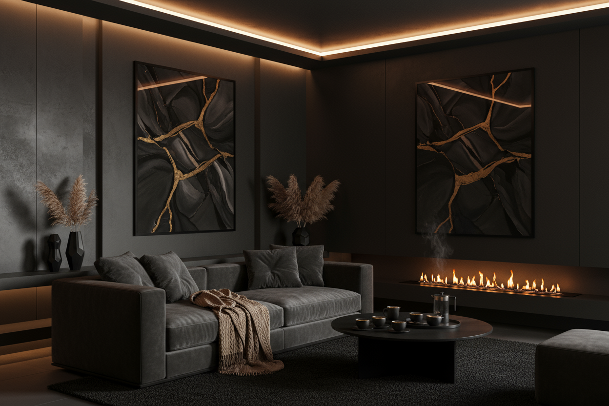 sleek black image that gives a professional but cozy vibe